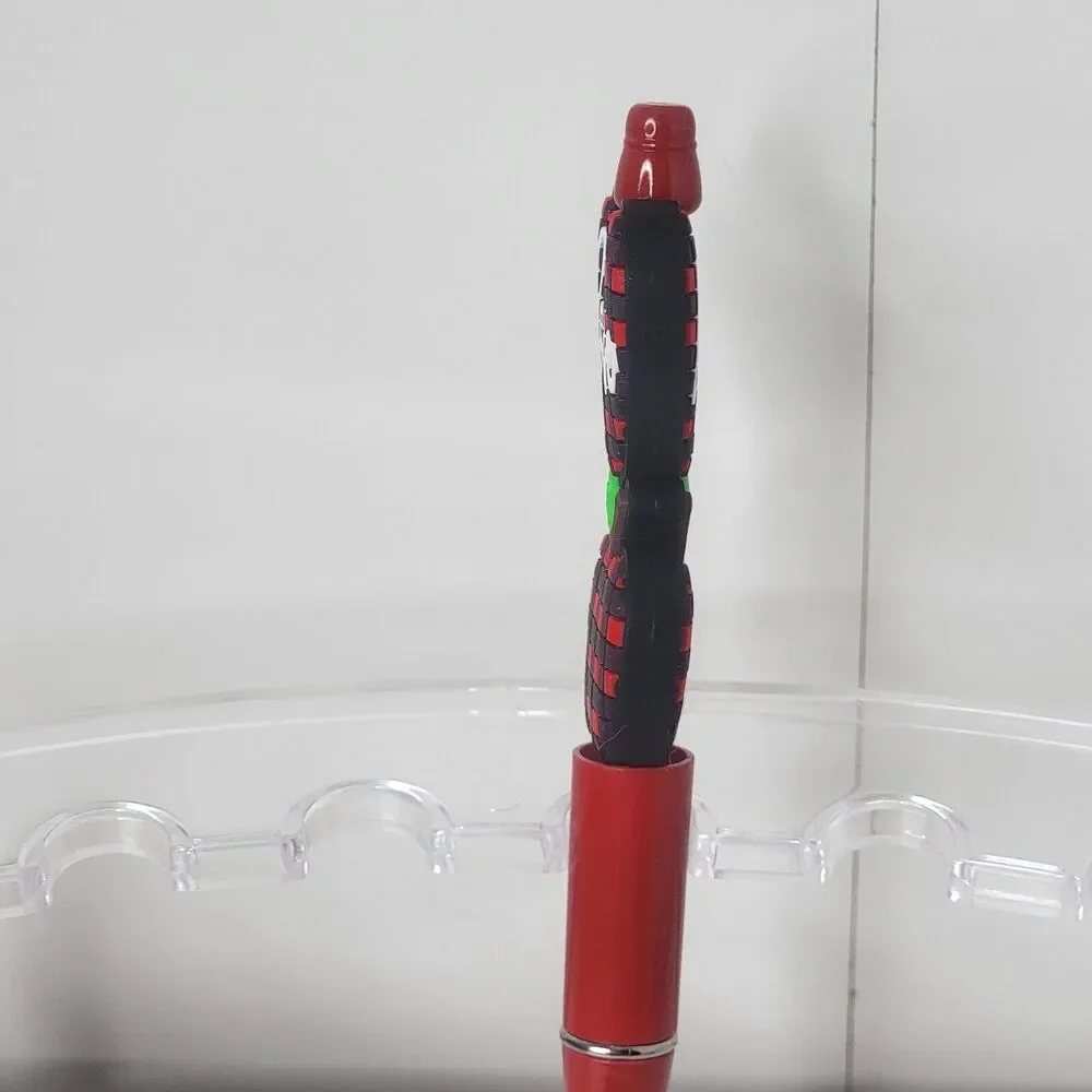 Funny Focal Beaded Pen Love Apple Plaid Teaching Red Heart